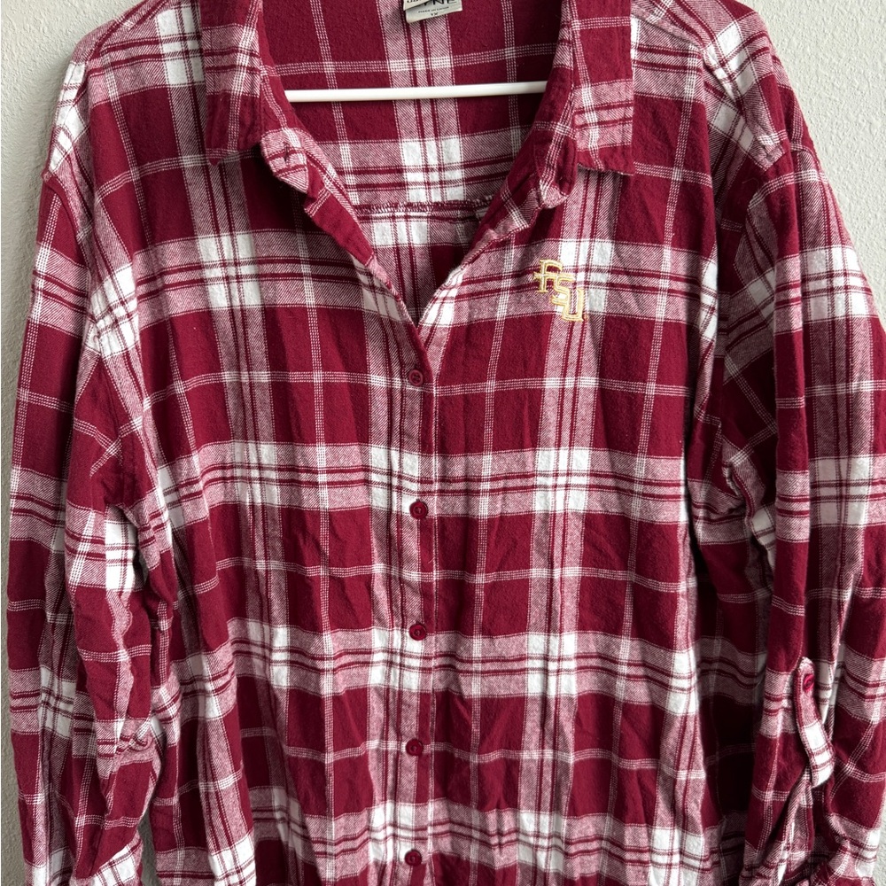 Plaid Button-Up Shirt in Red and White